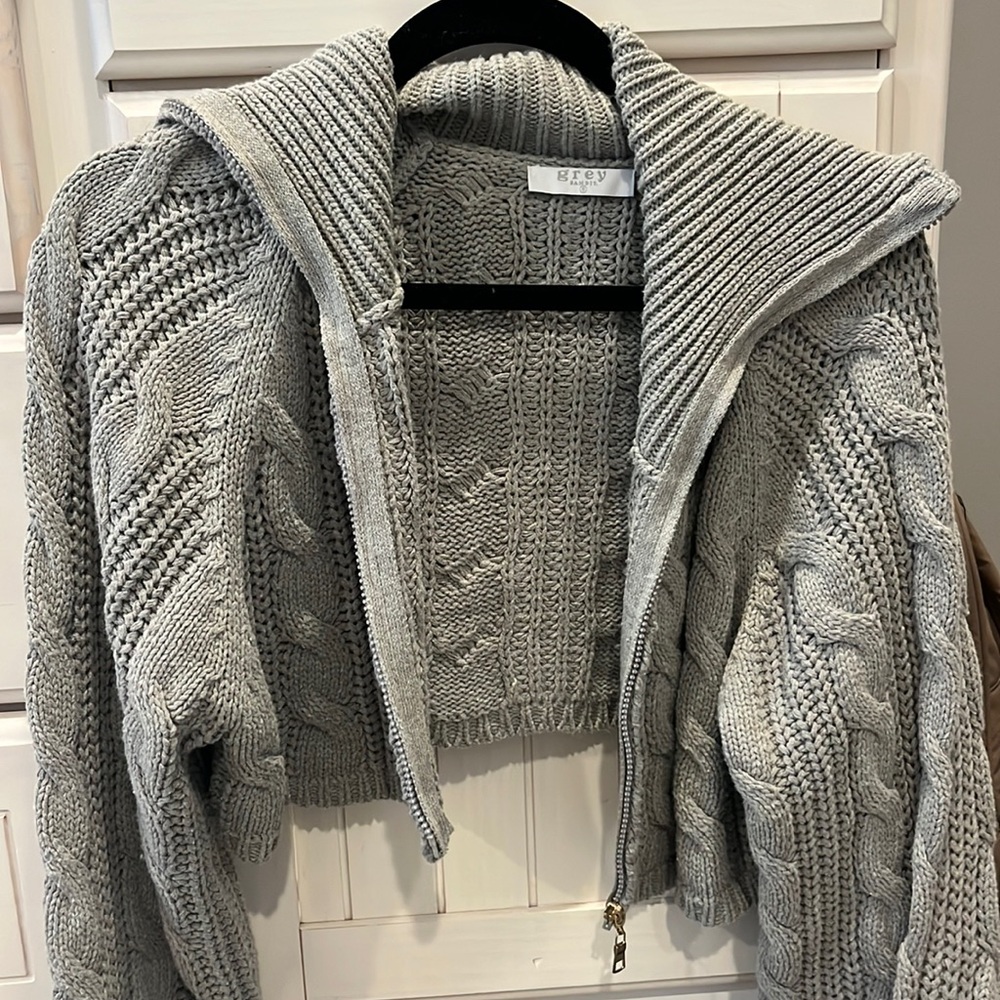 Grey Bandit Cropped Zip Sweater
